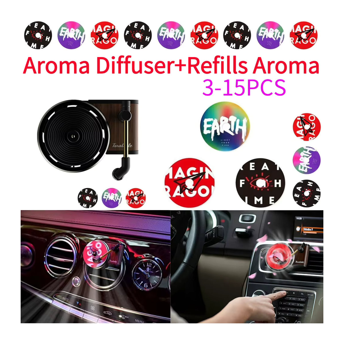 Vintage Plattenspieler Auto Parfüm Clip in Mehrfarbig als Aromatherapie-Zubehör für die Lüftungsschlitze - Bild 2