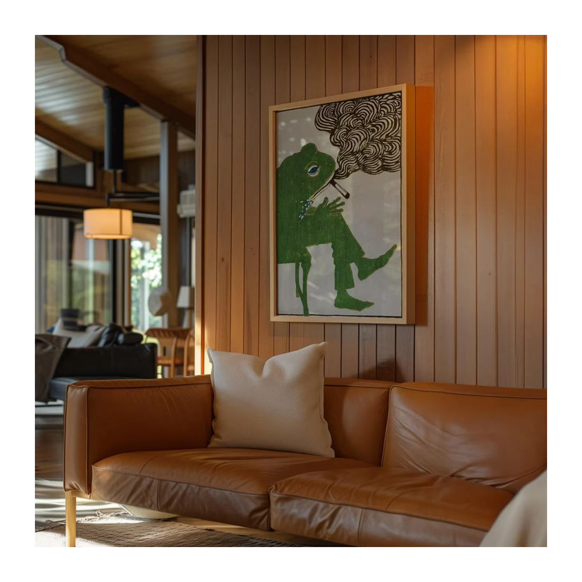 Vintage Poster Frosch raucht eine Zigarette von SHENCHEN in Grün als skurriles Tier-Wanddekor aus Papier - Bild 4