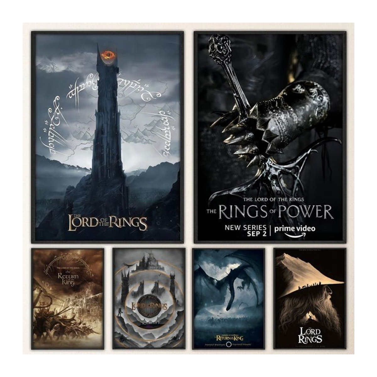 Vintage Poster Lords of the Rings als dekoratives Wandbild für Wohnzimmer und Bar, mehrfarbig, rechteckig, Papier - Bild 1