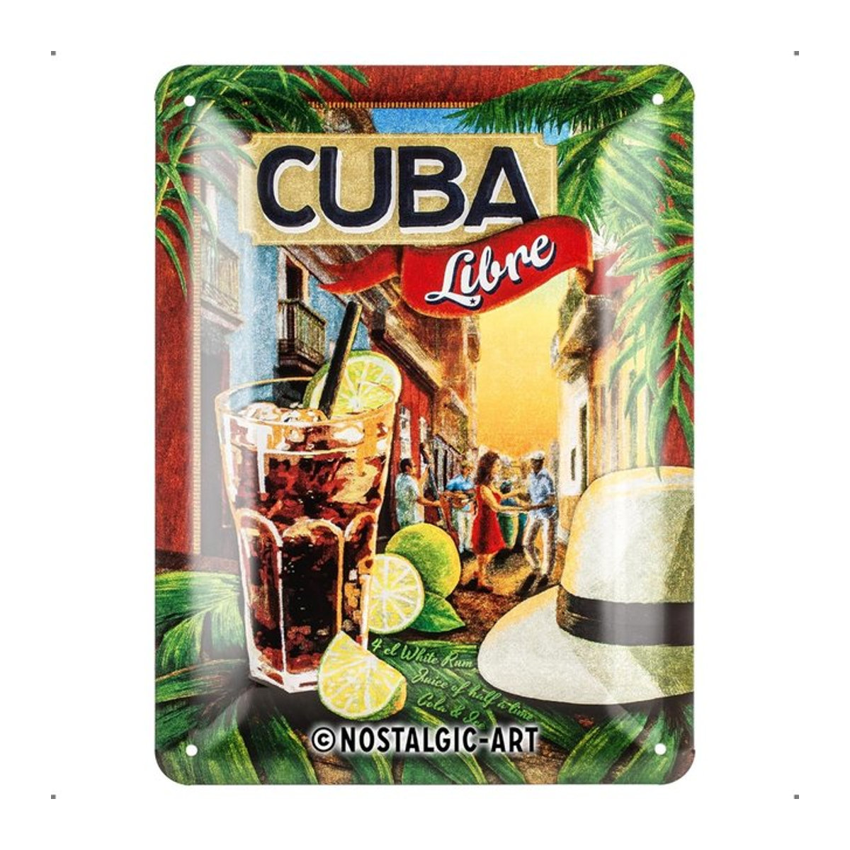 Vintage Retro Cuba Libre Blechschild von CIFBUY als mehrfarbige Wanddekoration aus Metall im Hochformat - Bild 1