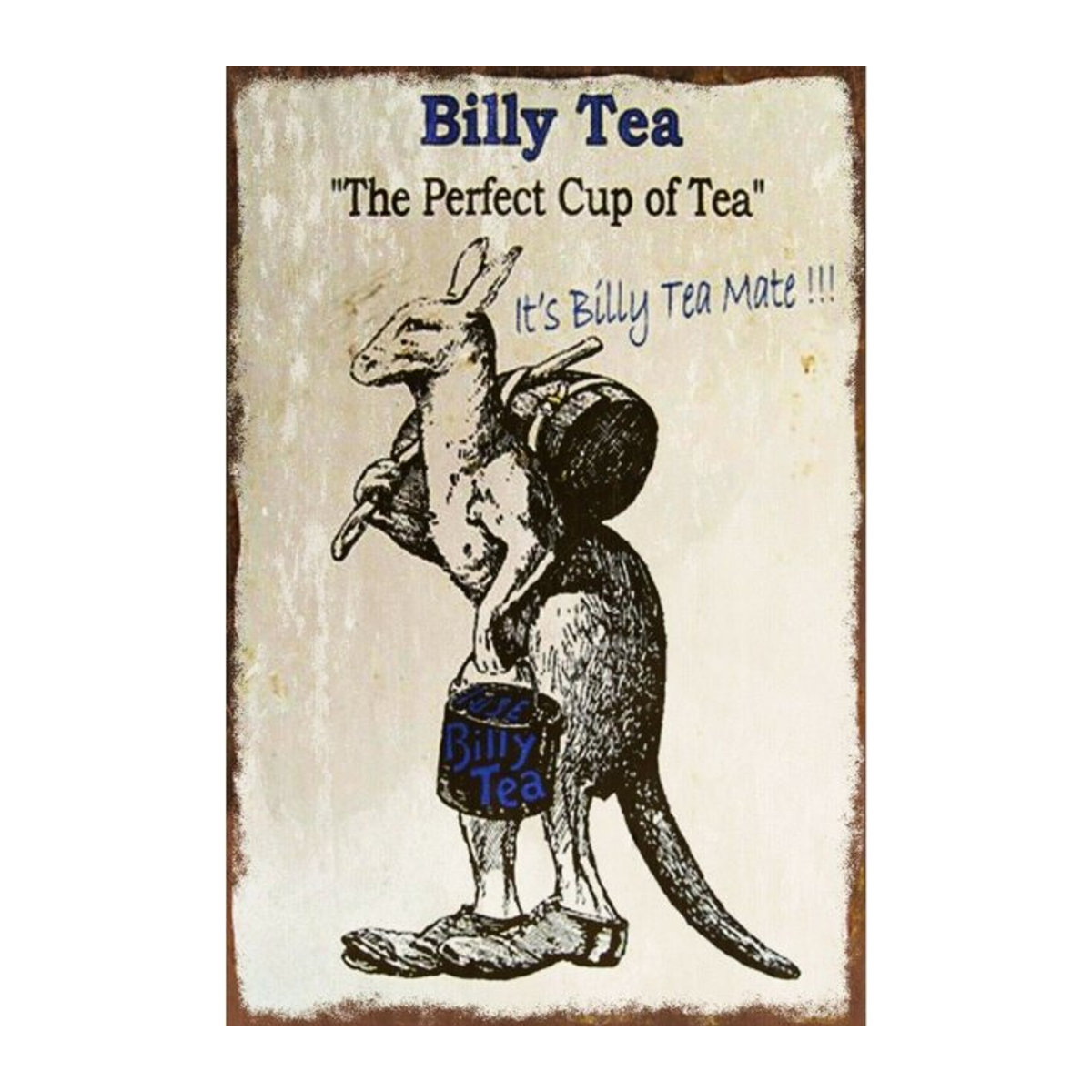 Vintage Retro Metallschild Billy Tea Australian Kangaroo Design in Beige, B: 30 cm, H: 20 cm - Bild 1