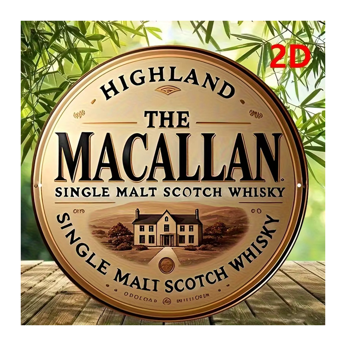 Vintage Rundes Blechschild The Macallan Highland Single Malt Scotch Whisky Wanddekoration in Beige - Bild 2