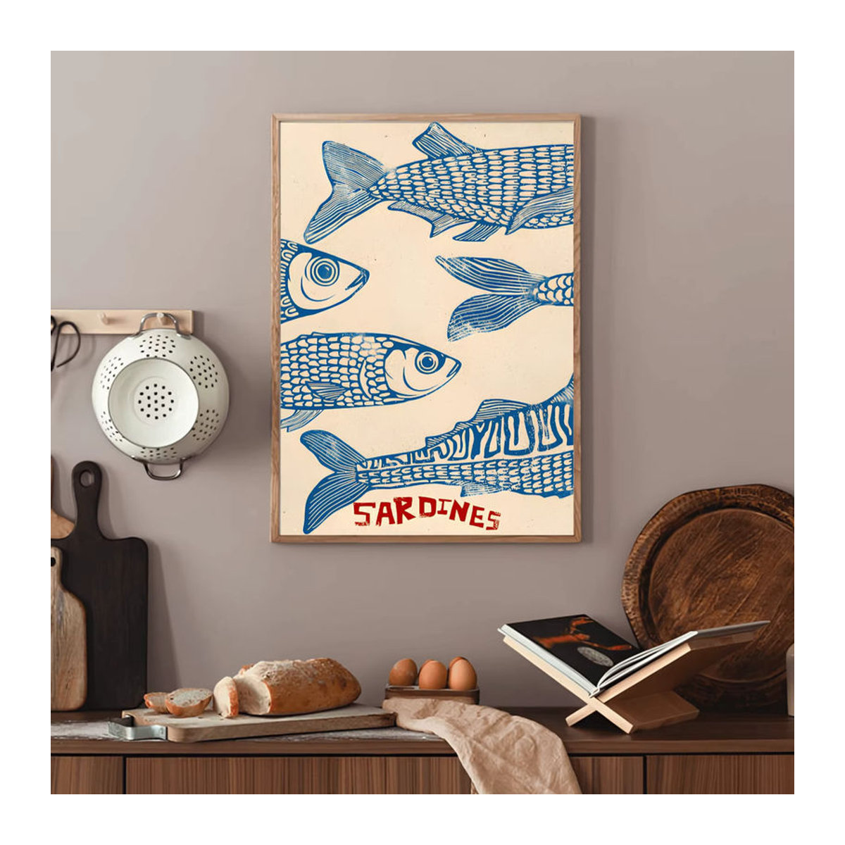 Vintage Sardinen-Poster von SHENCHEN als mehrfarbiger Fischdruck in Hochformat für deine Wanddekoration - Bild 3