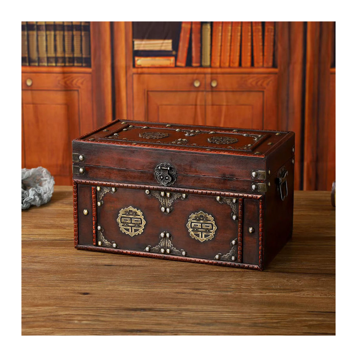 Vintage Schmuckaufbewahrungsbox aus Holz in Schwarz oder Braun als dekorativer Organizer im chinesischen Retro-Stil - Bild 1