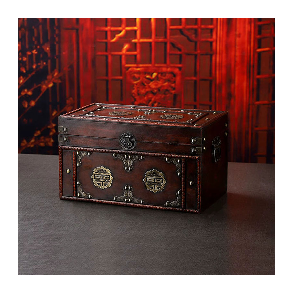 Vintage Schmuckaufbewahrungsbox aus Holz in Schwarz oder Braun als dekorativer Organizer im chinesischen Retro-Stil - Bild 2