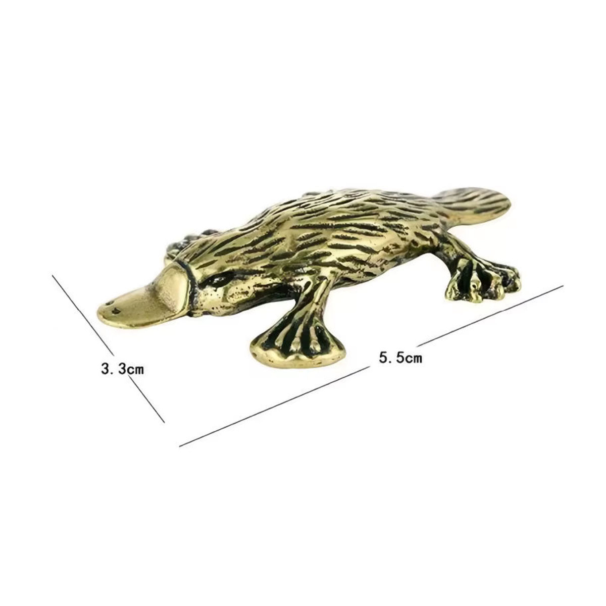 Vintage Schnabeltier Ornament aus Messing und Massivkupfer in Gold als dekorative Miniatur Figur - Bild 4