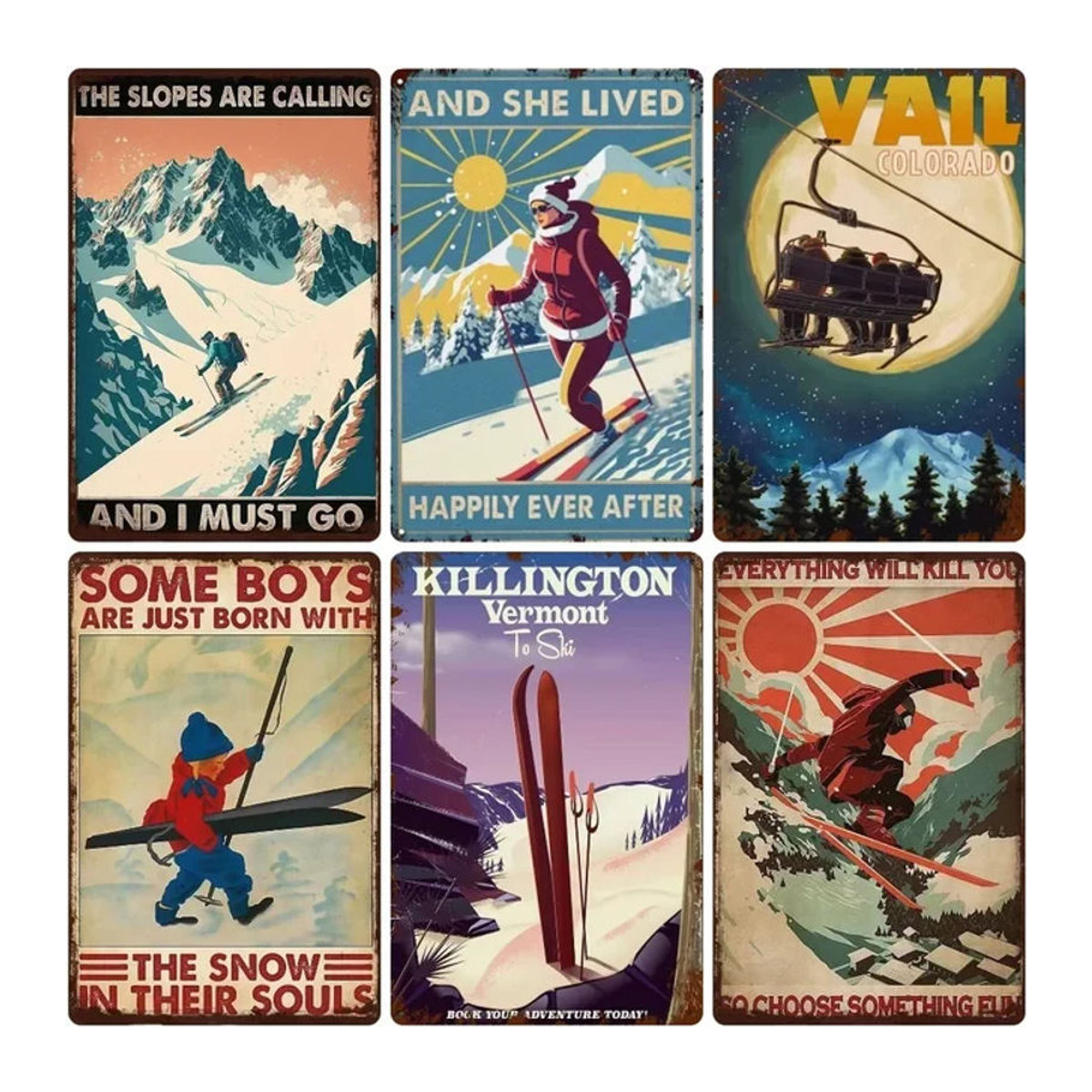 Vintage Ski Patrol Metallposter Retro Apres Skiing Blechschild Mehrfarbig Durchmesser: 30 cm - Bild 1
