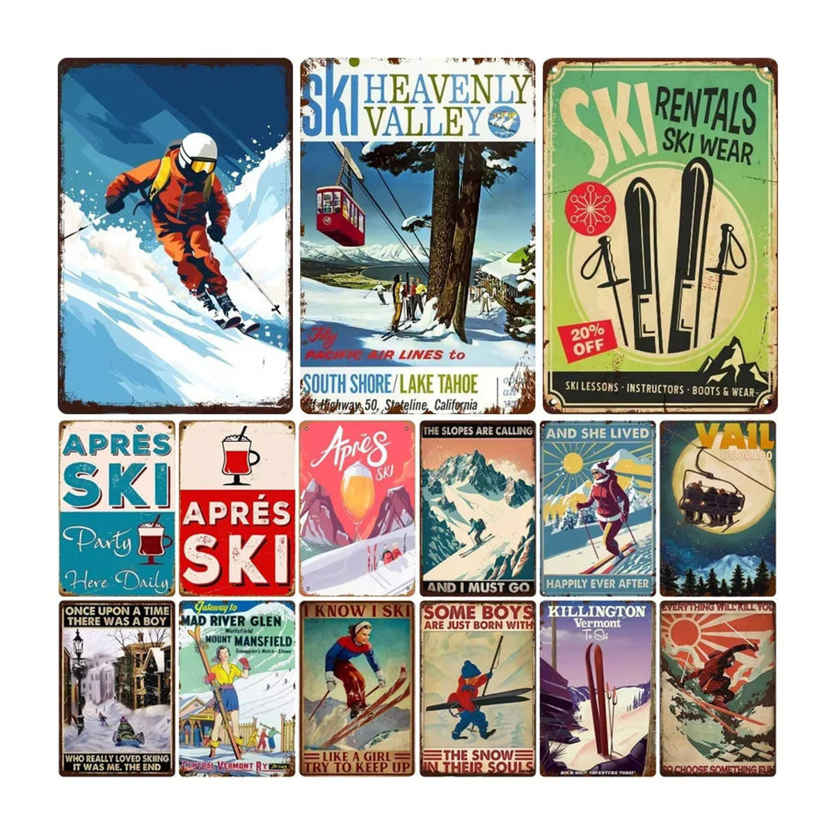 Vintage Ski Patrol Metallposter Retro Apres Skiing Blechschild Mehrfarbig Durchmesser: 30 cm - Bild 2