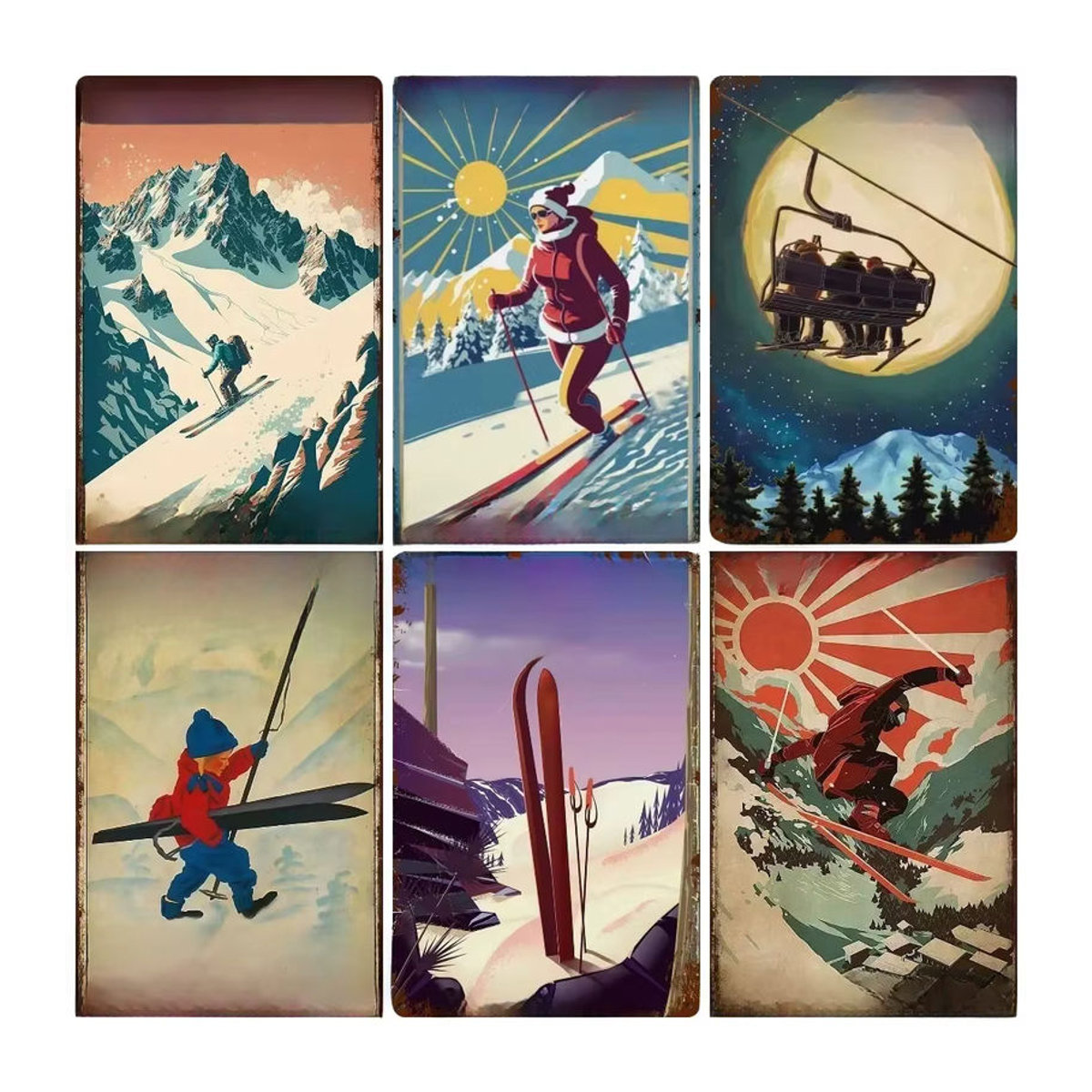 Vintage Ski Patrol Metallposter Retro Apres Skiing Blechschild Mehrfarbig Durchmesser: 30 cm - Bild 3