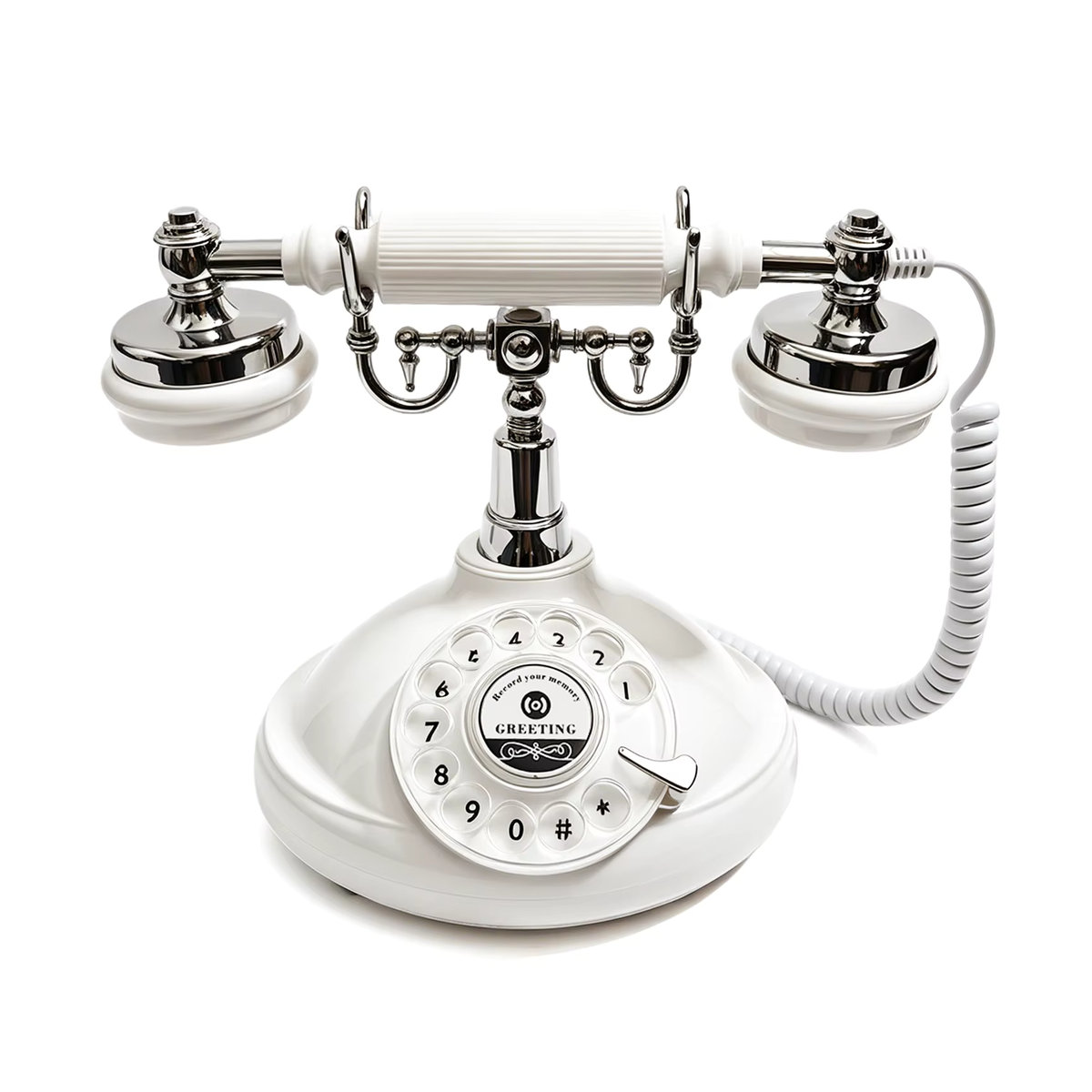Vintage Sprach-Gästebuch-Telefon mit Aufnahmefunktion für Hochzeiten und Geburtstage in Schwarz oder Weiß - Bild 1