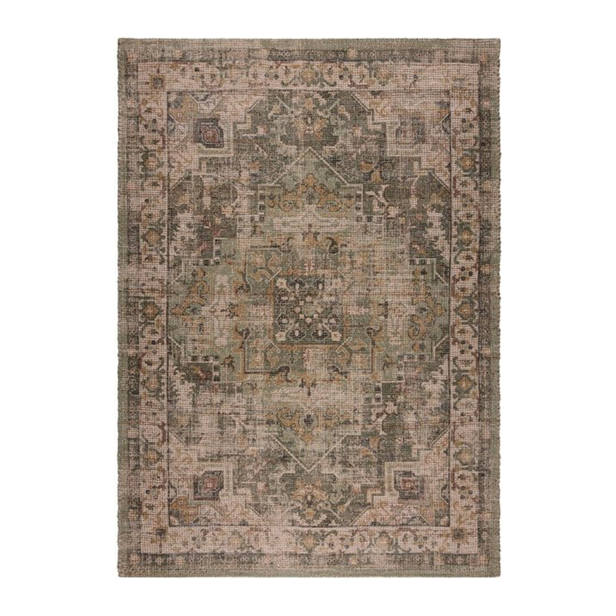 Vintage-Teppich Deepe von Kadima Design aus Jute und Polyester, mehrfarbig braun-grün, B/T: 120 x 170 cm - Bild 1