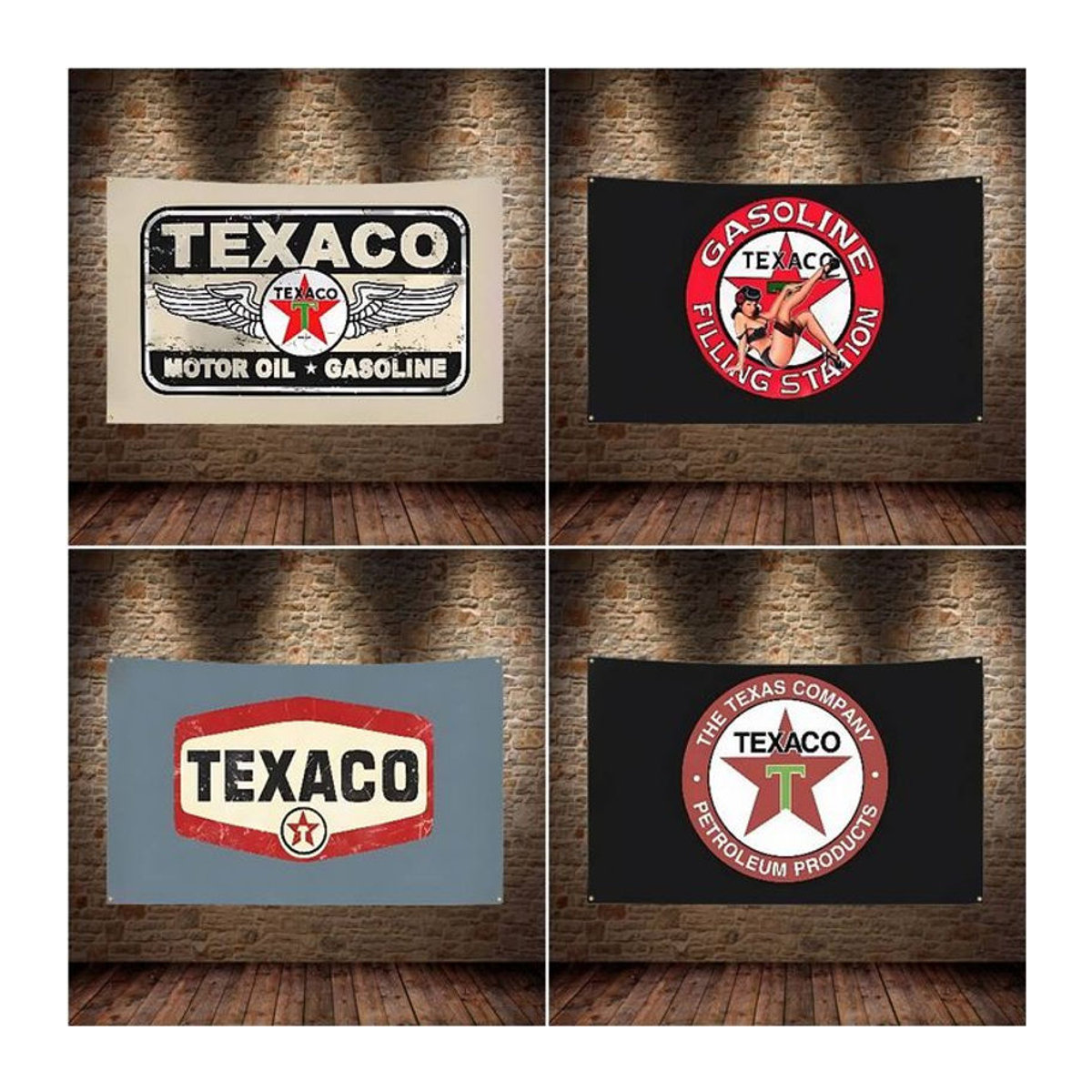 Vintage Texaco Wandteppich aus Textil in Mehrfarbig mit Sternen-Motiv, Rechteckig, B: 70 cm, H: 50 cm - Bild 1