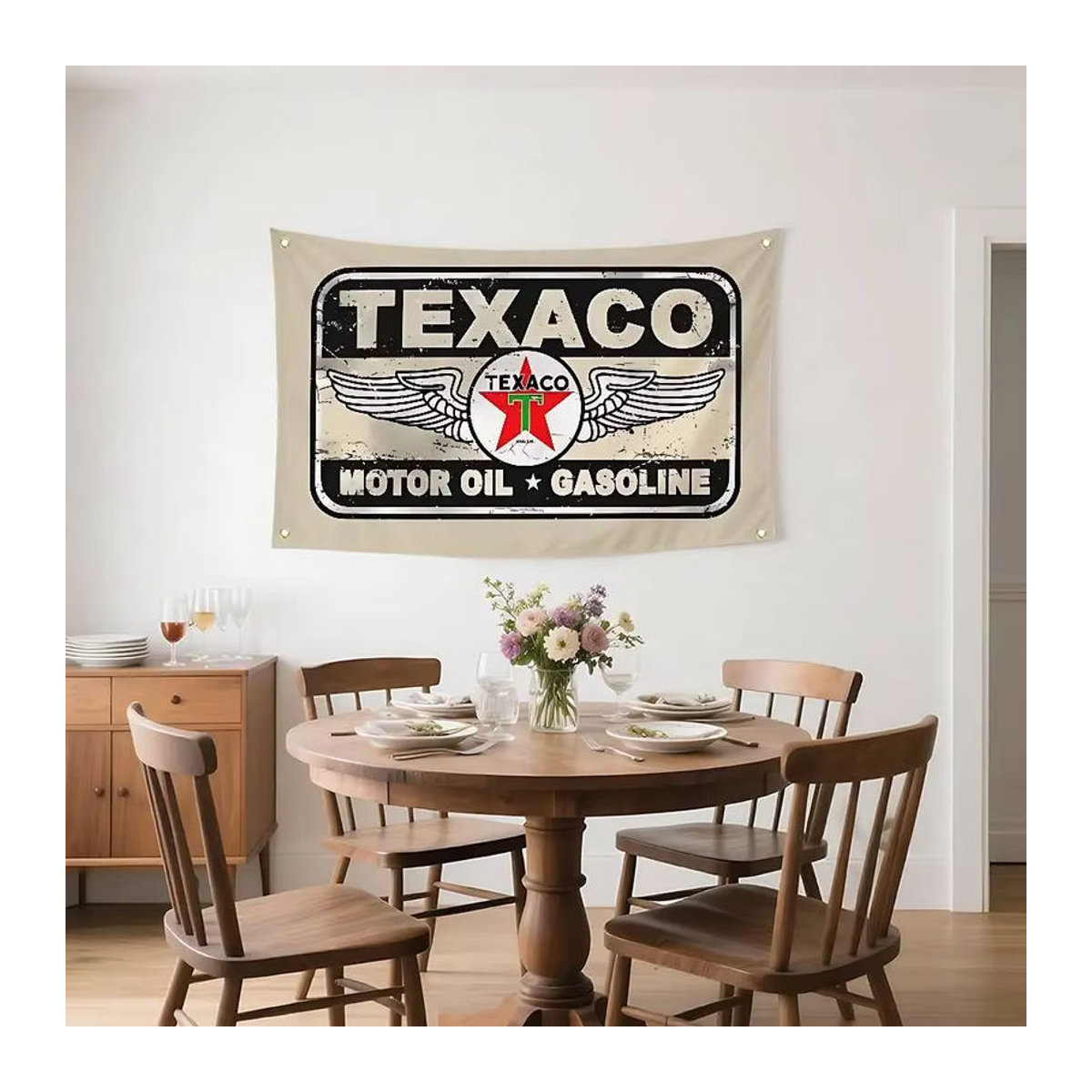 Vintage Texaco Wandteppich aus Textil in Mehrfarbig mit Sternen-Motiv, Rechteckig, B: 70 cm, H: 50 cm - Bild 3