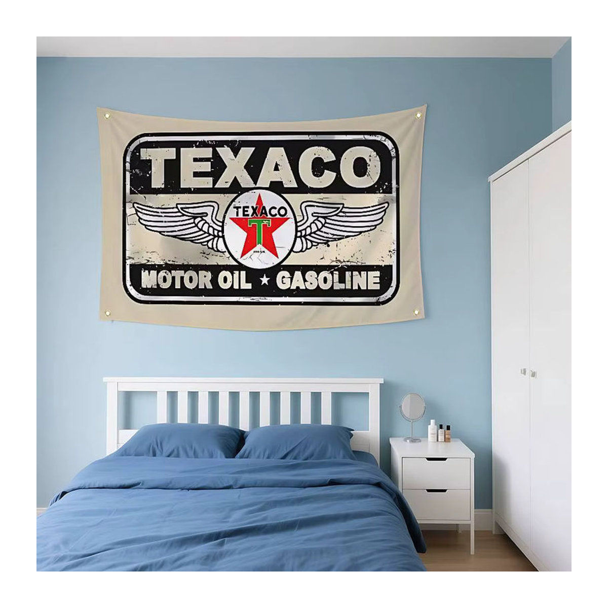 Vintage Texaco Wandteppich aus Textil in Mehrfarbig mit Sternen-Motiv, Rechteckig, B: 70 cm, H: 50 cm - Bild 4