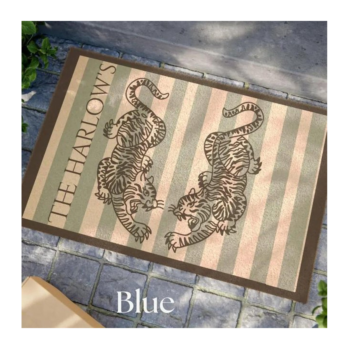 Vintage Tiger Fußmatte mit Willkommen-Schriftzug und Blumendesign, B/B: 80 x 50 cm - Bild 1