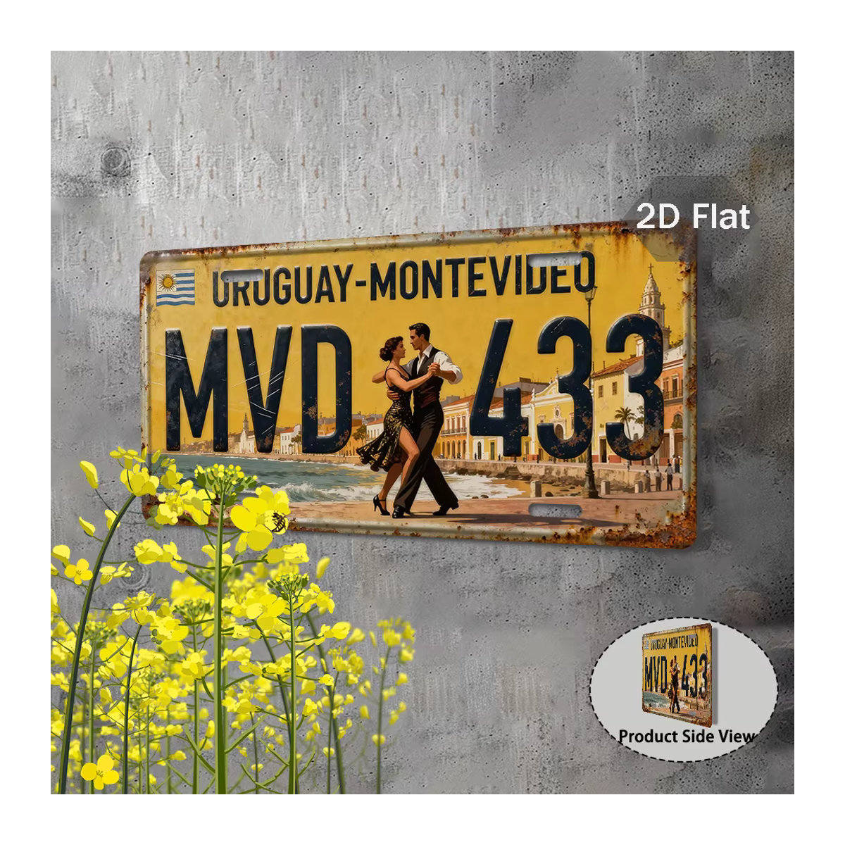 Vintage Uruguay Montevideo Metallschild CIFBUY, mehrfarbiges Blechplakat für die Wandmontage, B: 30 cm, H: 30 cm - Bild 2