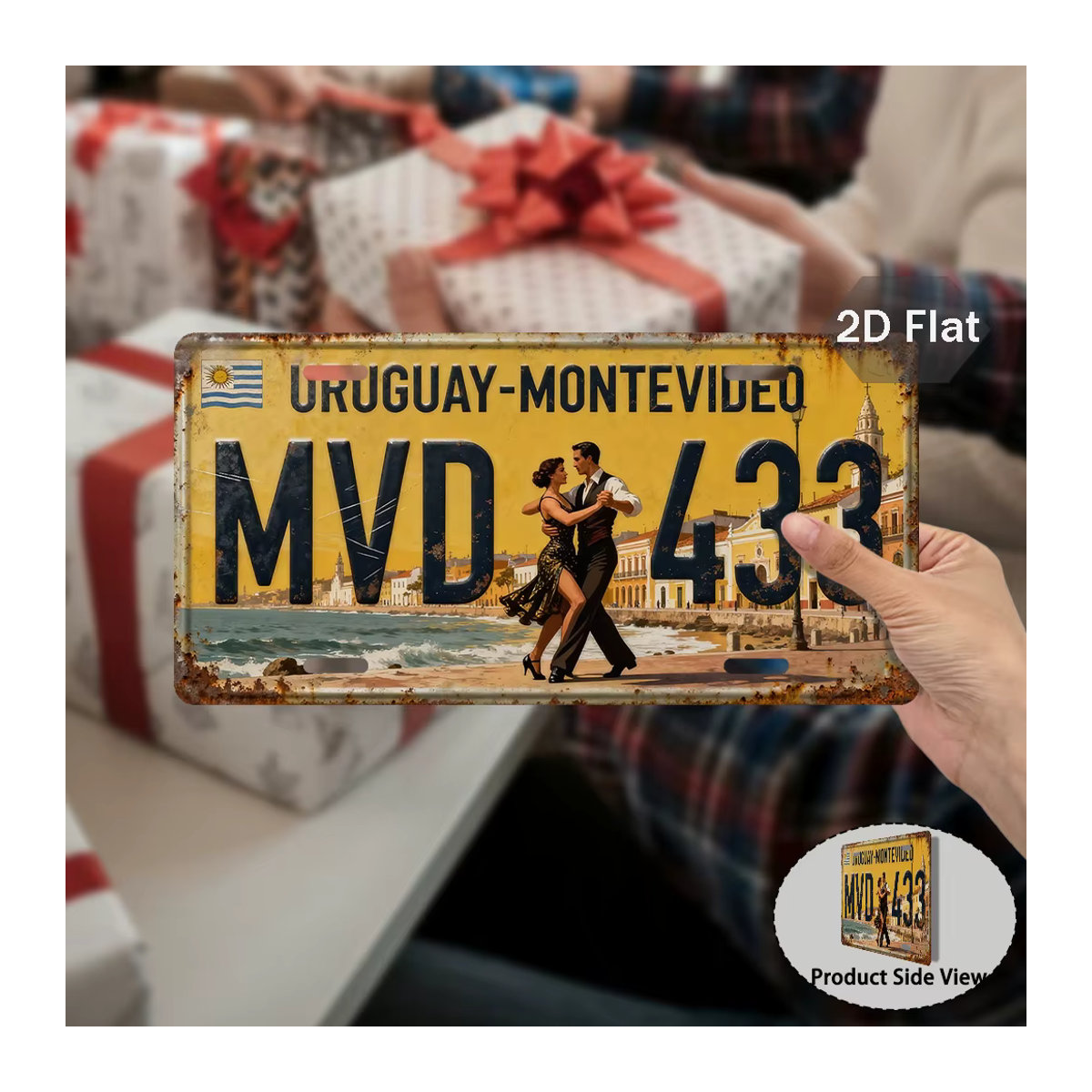 Vintage Uruguay Montevideo Metallschild CIFBUY, mehrfarbiges Blechplakat für die Wandmontage, B: 30 cm, H: 30 cm - Bild 4