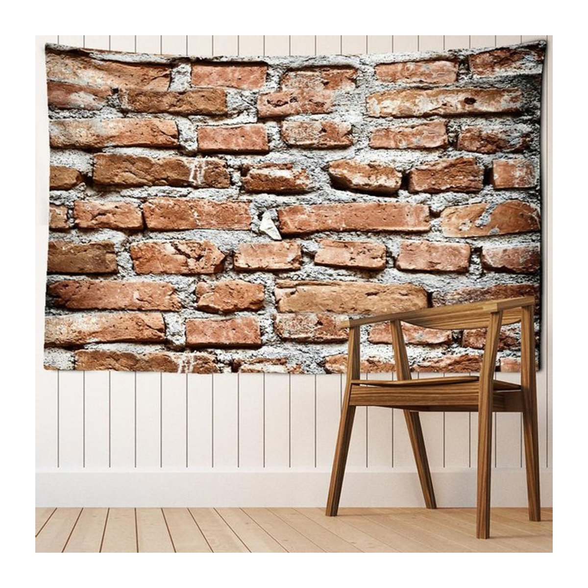 Vintage Wandbehang Super Six mit psychedelischem Engel-Motiv in Braun, Textil-Wanddekoration B: 150 cm, H: 100 cm - Bild 1