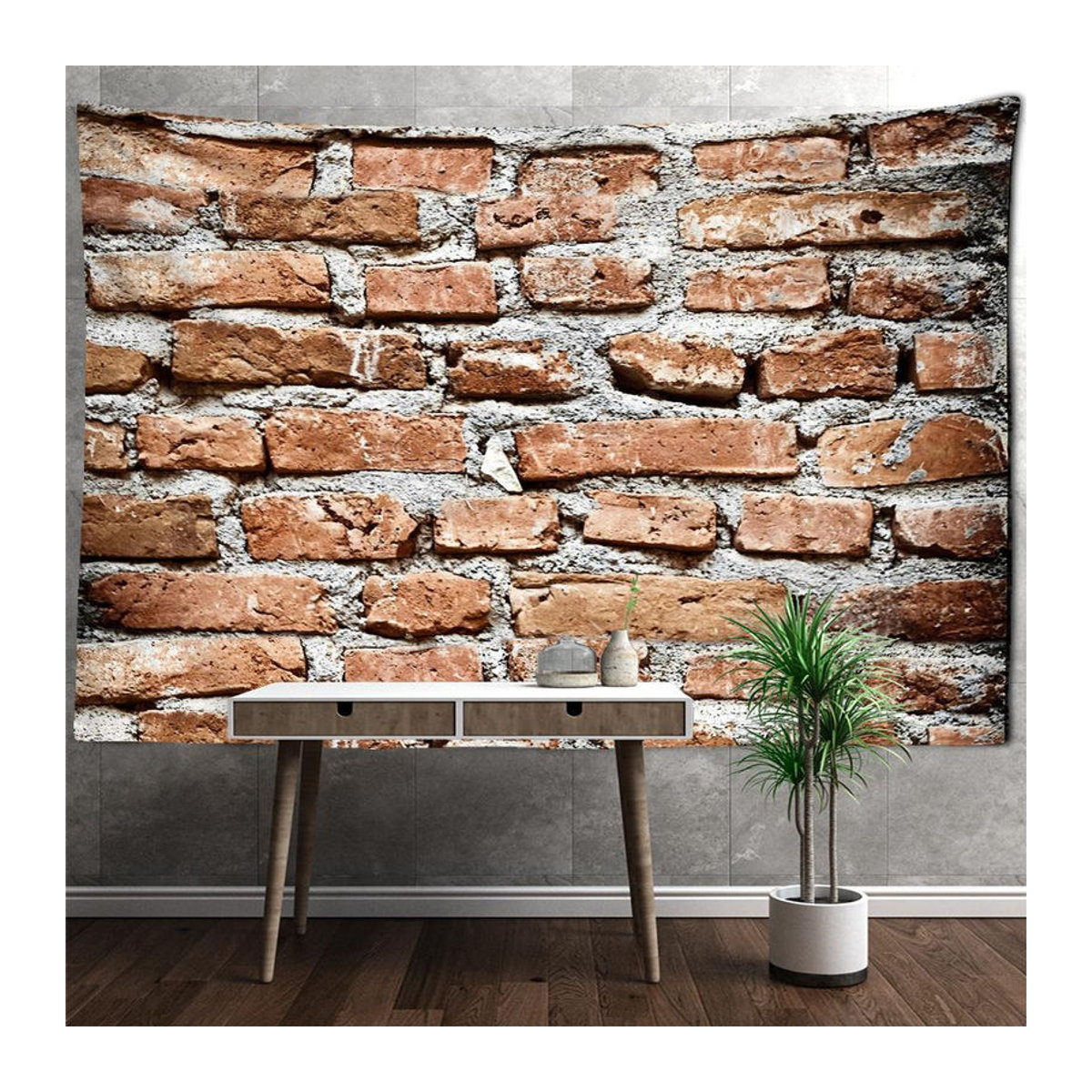 Vintage Wandbehang Super Six mit psychedelischem Engel-Motiv in Braun, Textil-Wanddekoration B: 150 cm, H: 100 cm - Bild 3