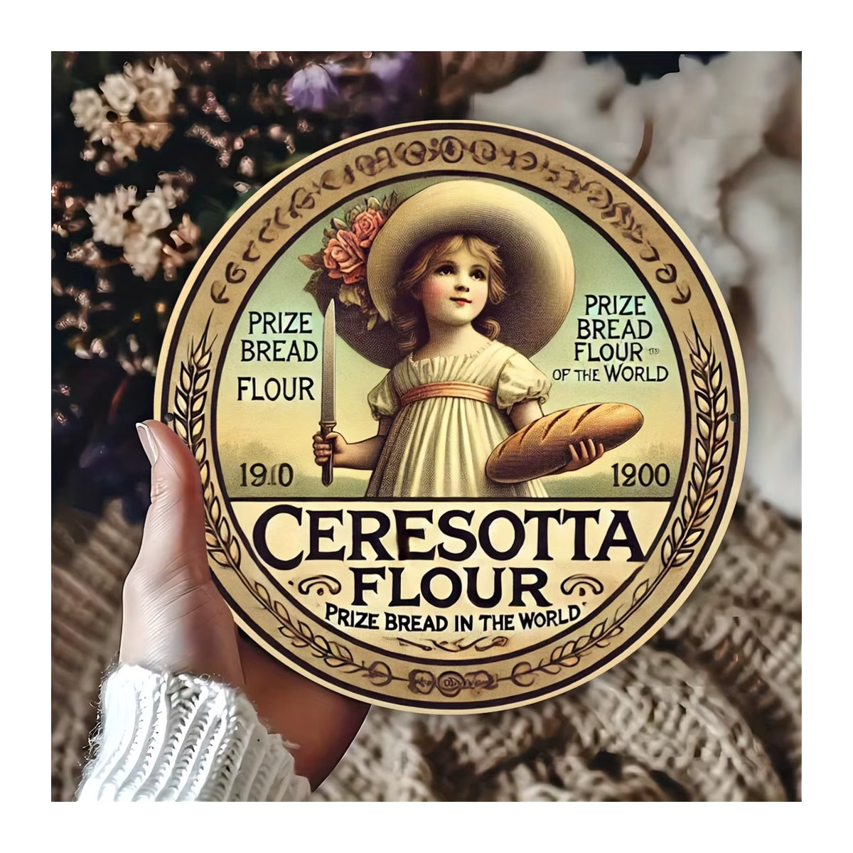 Vintage Wandkunstschild Ceresotta Mehl Retro-Design aus Metall, mehrfarbig, B/B/B: 20,3 x 20,3 x 20,3 cm - Bild 5