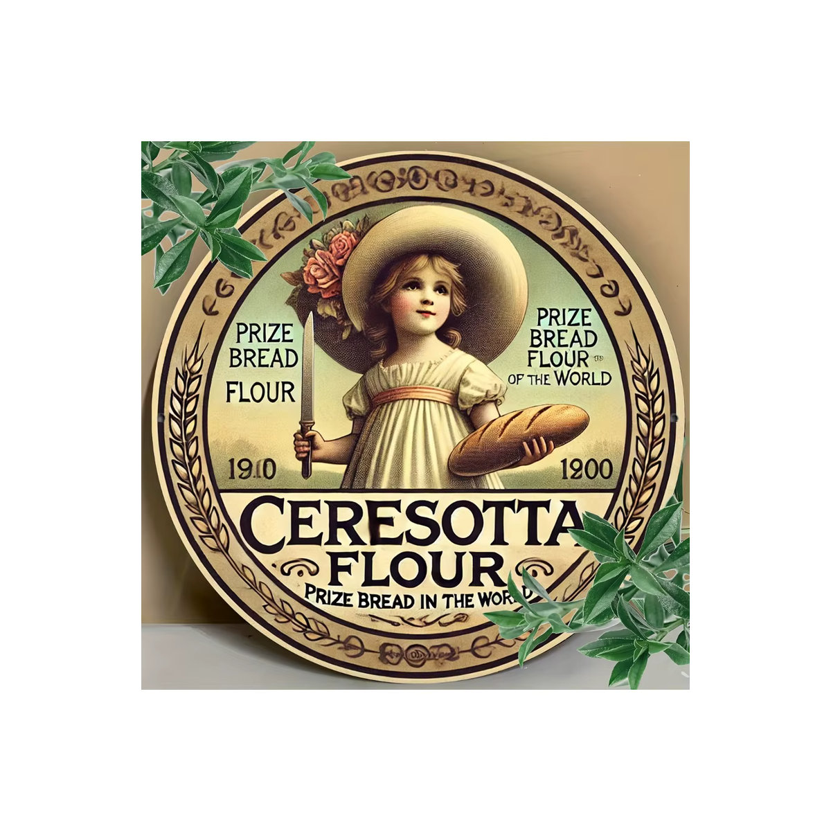 Vintage Wandkunstschild Ceresotta Mehl Retro-Design aus Metall, mehrfarbig, B/B/B: 20,3 x 20,3 x 20,3 cm - Bild 6