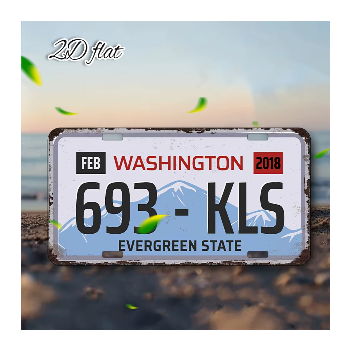 Vintage Washington Kls 2018 Nummernschild-Design aus Aluminium, Wandbehang-Dekoration in Weiß, B/H: 30 x 30 cm - Bild 3