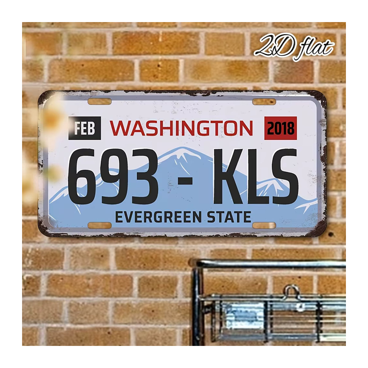 Vintage Washington Kls 2018 Nummernschild-Design aus Aluminium, Wandbehang-Dekoration in Weiß, B/H: 30 x 30 cm - Bild 4