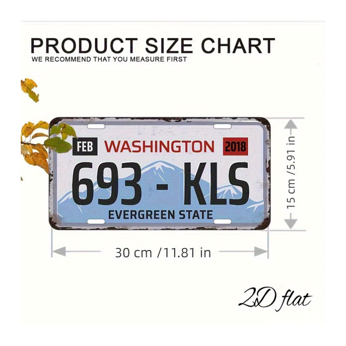 Vintage Washington Kls 2018 Nummernschild-Design aus Aluminium, Wandbehang-Dekoration in Weiß, B/H: 30 x 30 cm - Bild 5
