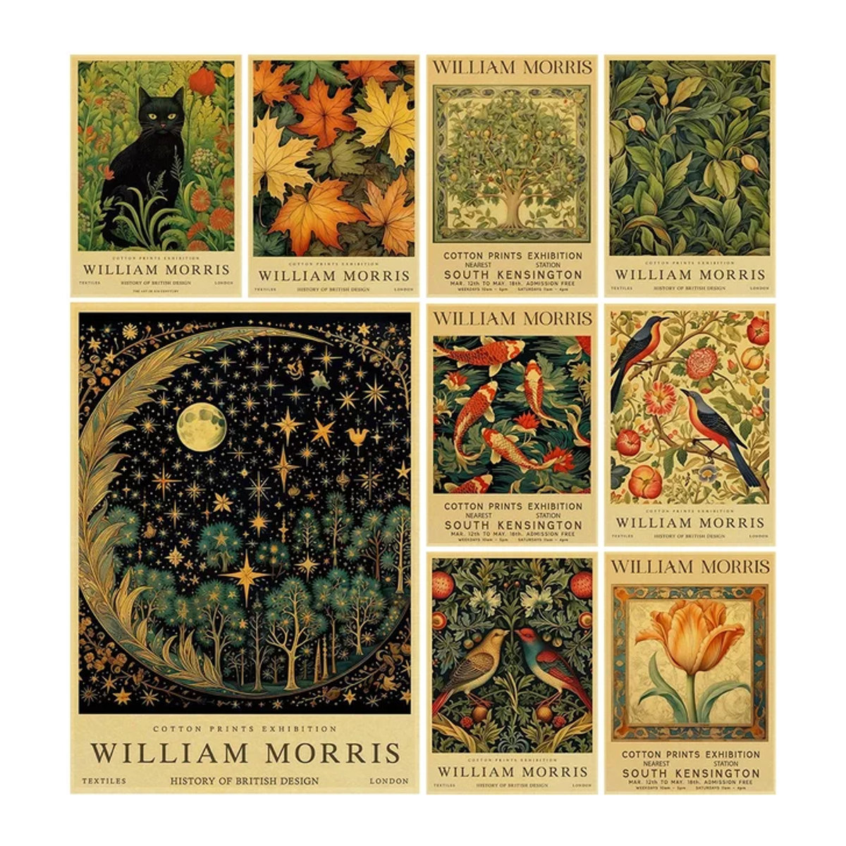 Vintage William Morris Poster Floral im Hochformat, Mehrfarbiger Leinwanddruck auf Papier für deine Home Dekoration - Bild 1