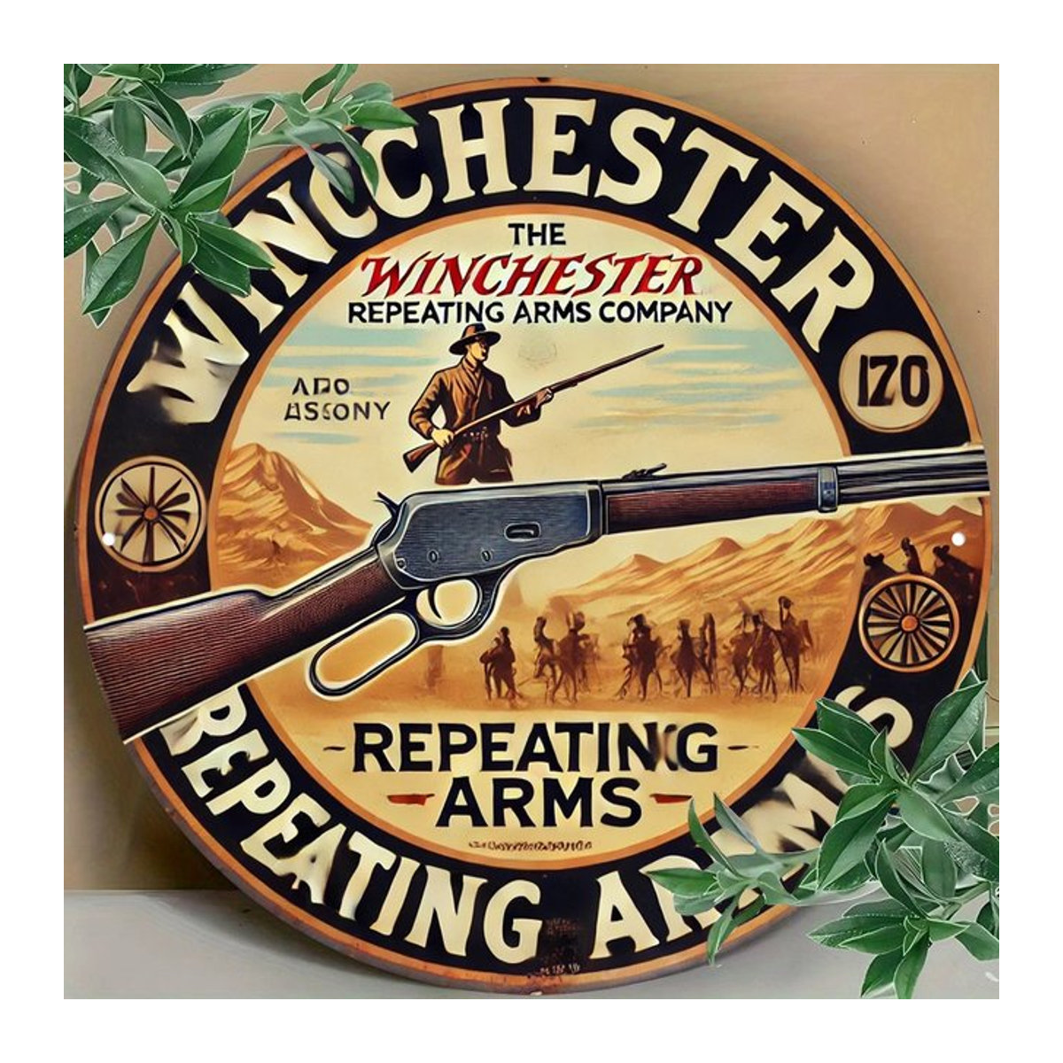 Vintage Winchester Repeating Arms Co. Metallschild, mehrfarbig, B/B: 20,32 x 20,32 cm - Bild 1
