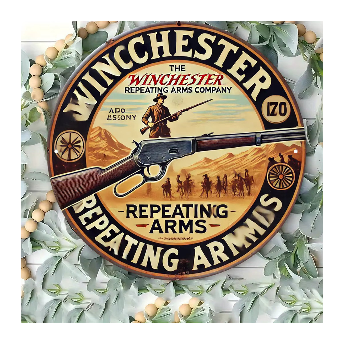 Vintage Winchester Repeating Arms Co. Metallschild, mehrfarbig, B/B: 20,32 x 20,32 cm - Bild 3