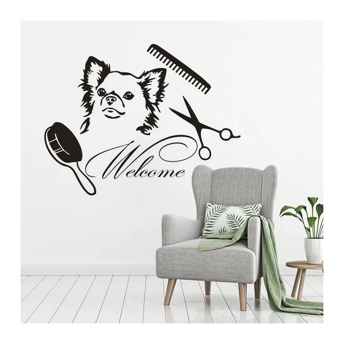 Vinyl Fenster Aufkleber Haustier Pflege Salon Wanda in Schwarz als Wandbild für Hunde-Pflege - Bild 2