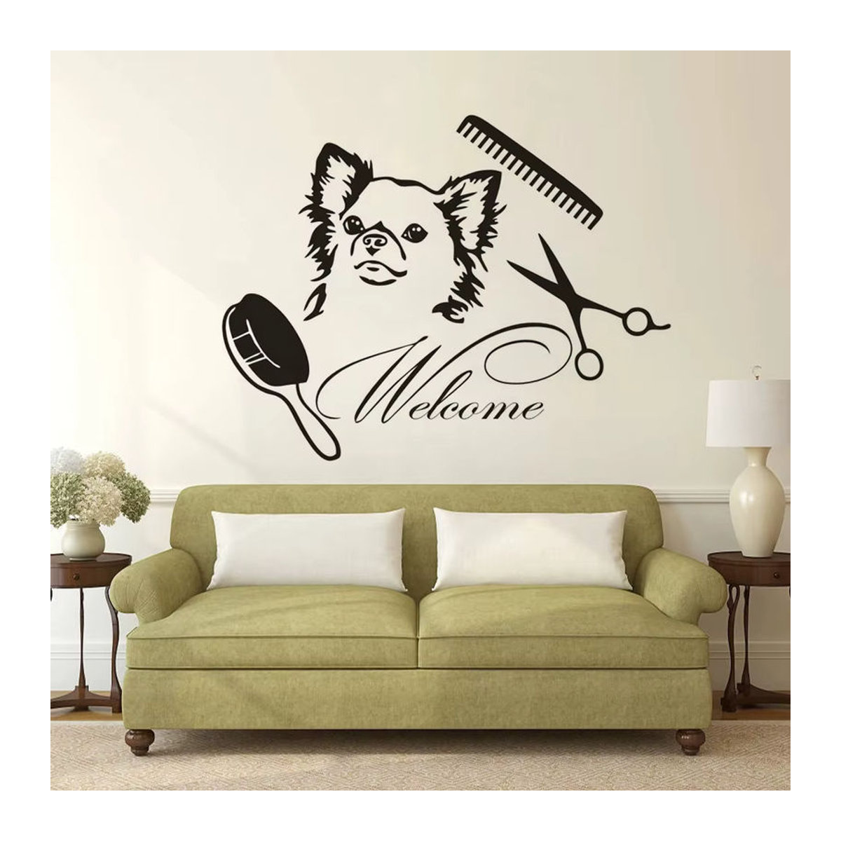 Vinyl Fenster Aufkleber Haustier Pflege Salon Wanda in Schwarz als Wandbild für Hunde-Pflege - Bild 3