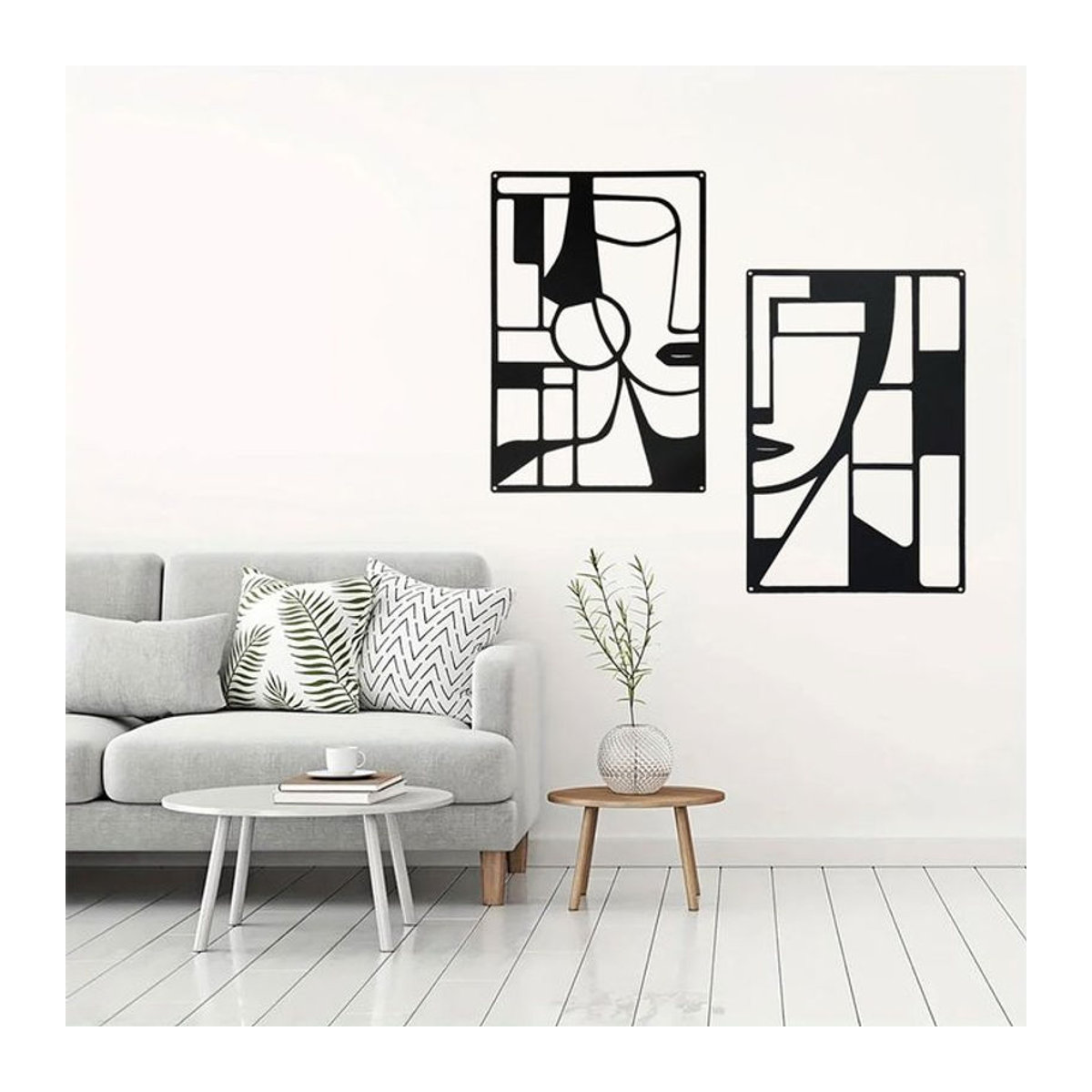 Violaura Abstrakte Metallwandkunst Geometrisch Schwarz Modern Hängend - Bild 1