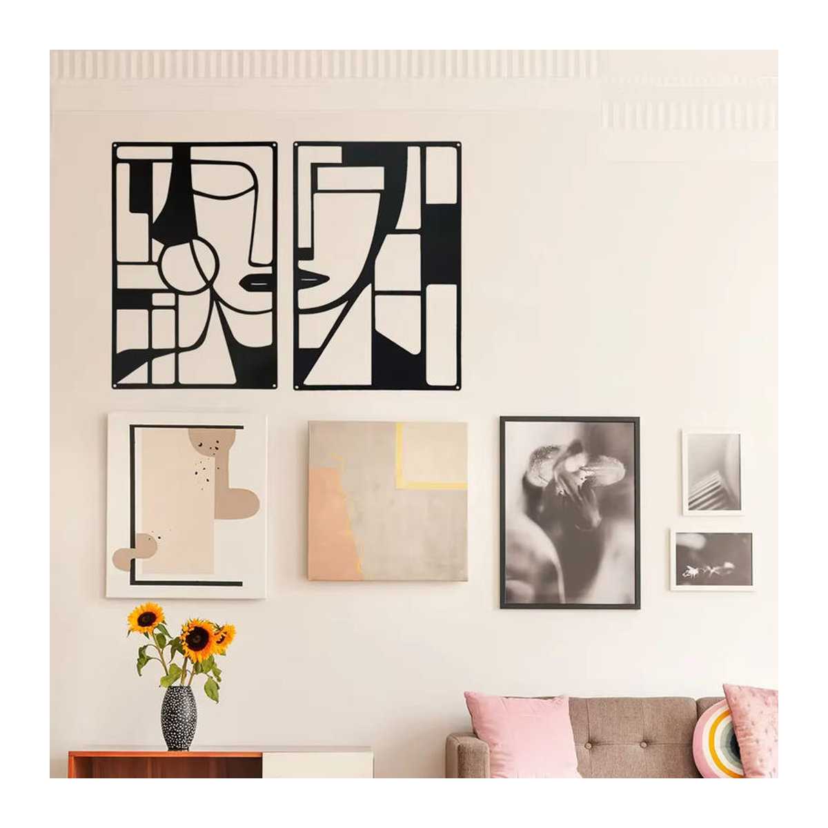 Violaura Abstrakte Metallwandkunst Geometrisch Schwarz Modern Hängend - Bild 2