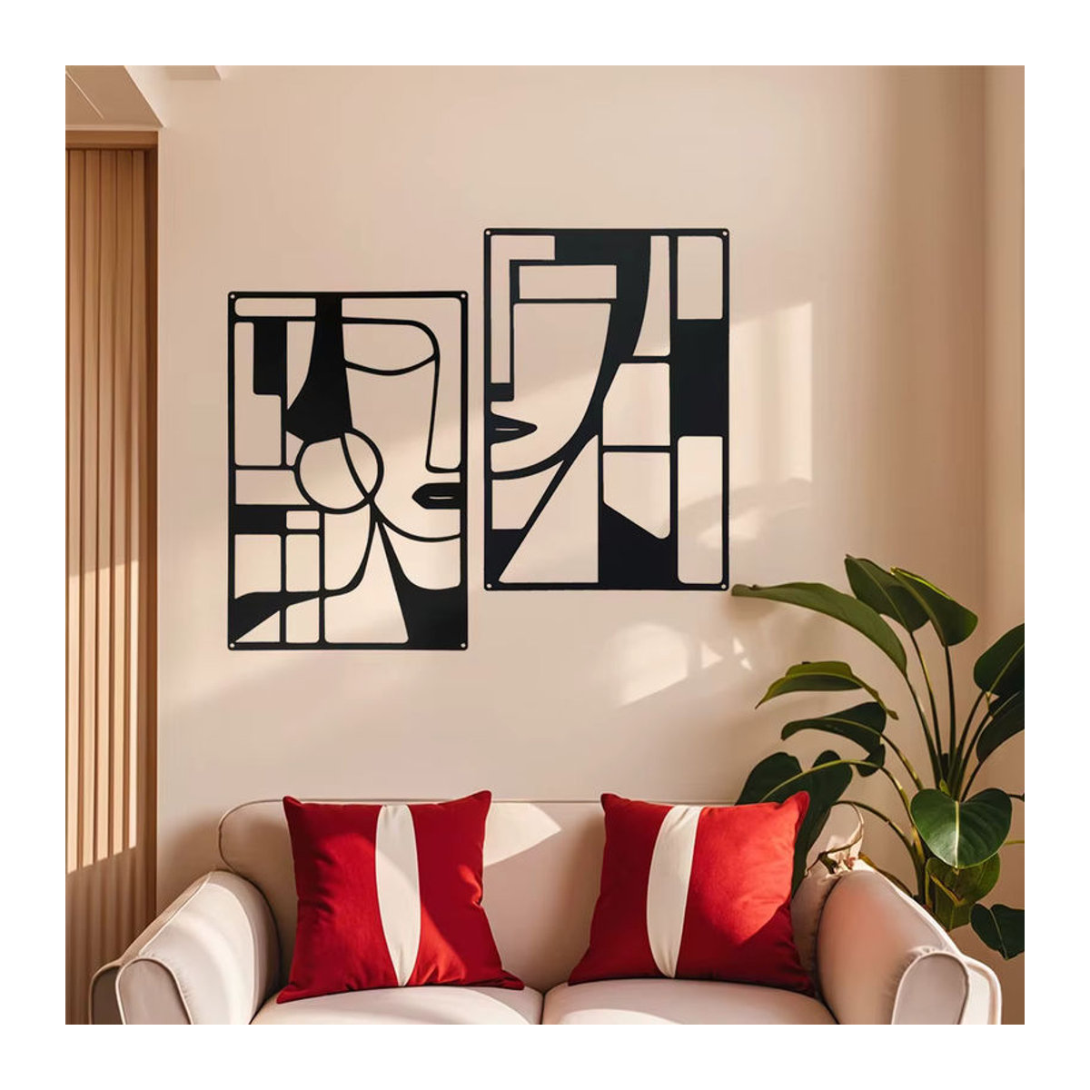 Violaura Abstrakte Metallwandkunst Geometrisch Schwarz Modern Hängend - Bild 3