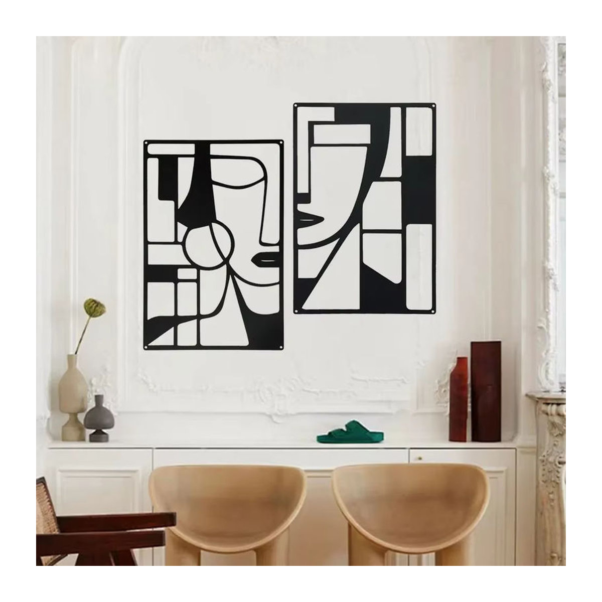 Violaura Abstrakte Metallwandkunst Geometrisch Schwarz Modern Hängend - Bild 5