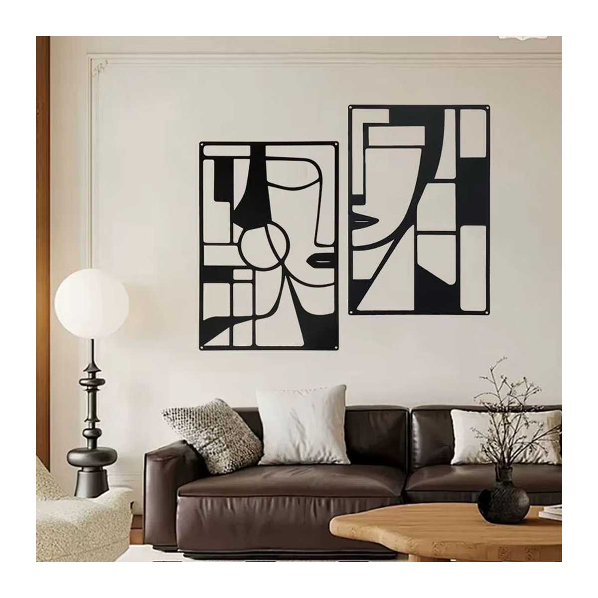 Violaura Abstrakte Metallwandkunst Geometrisch Schwarz Modern Hängend - Bild 6