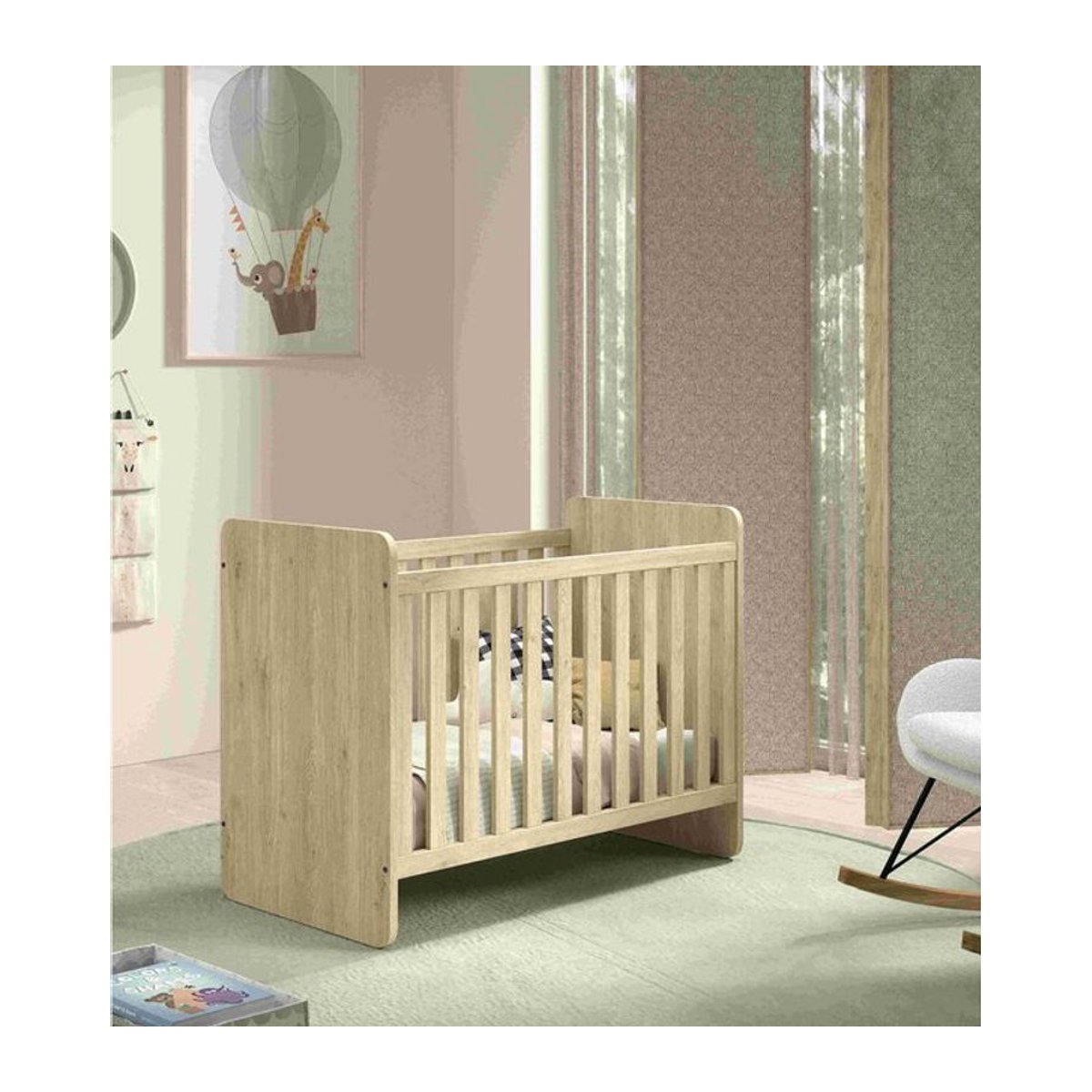 Vipack Babybett SAM in Eiche Natur mit 3-fach verstellbarem Lattenrost und Liegefläche B: 60 cm, L: 120 cm - Bild 1