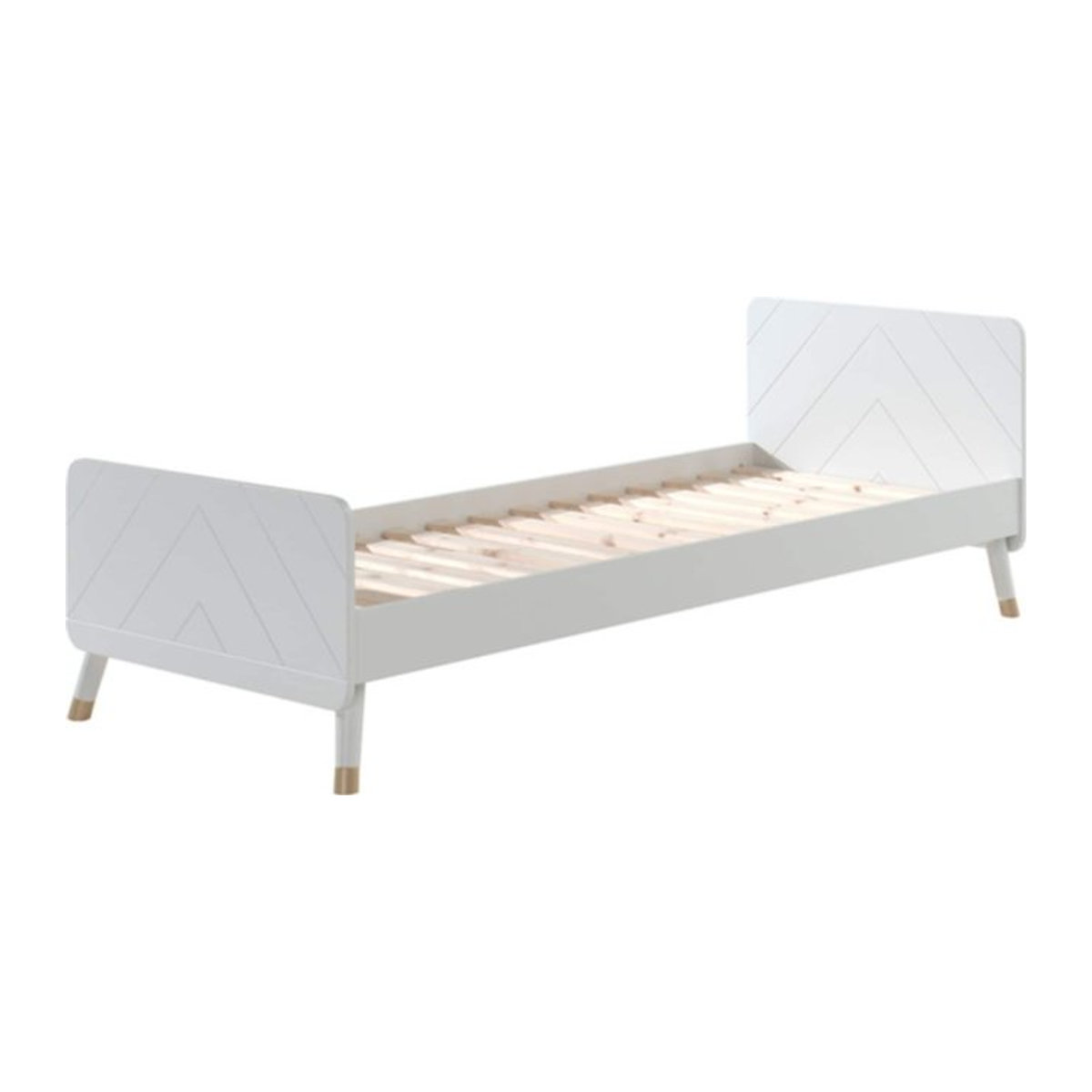 Vipack BILLY Einzelbett mit Lattenrost aus Holzwerkstoff, Farbe: Weiß, B: 90 cm, L: 200 cm - Bild 1