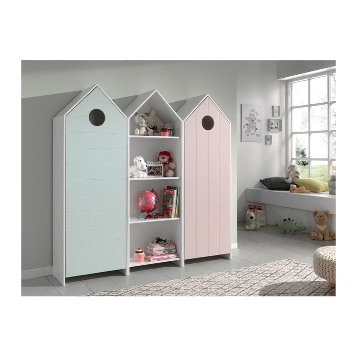 Vipack CASAMI Schrankset 3-teilig für Kinder in Rosa und Grün - Bild 1