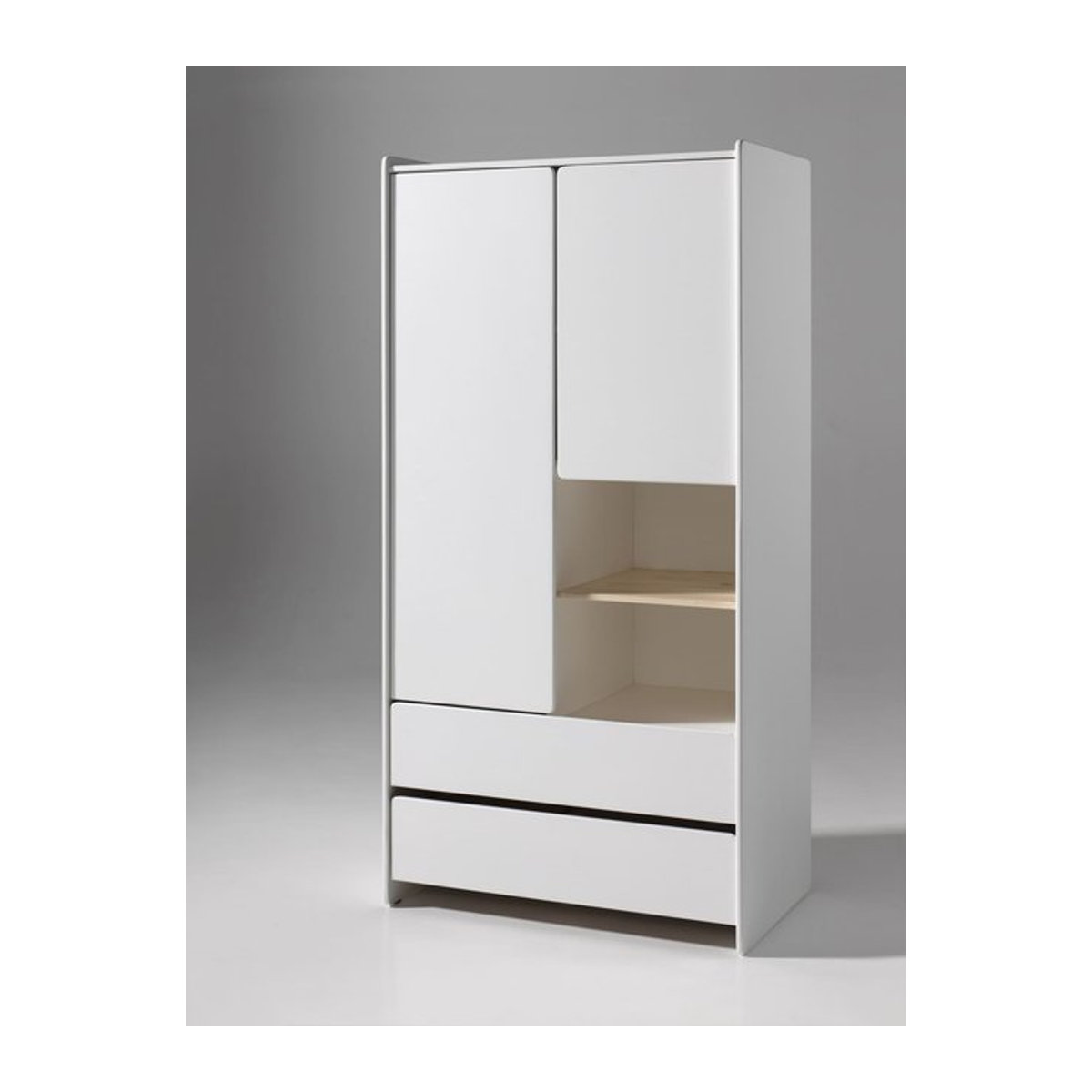 Vipack Kleiderschrank Kiddy, 2-türig, Weiß, Holzwerkstoff, minimalistisches Design - Bild 1