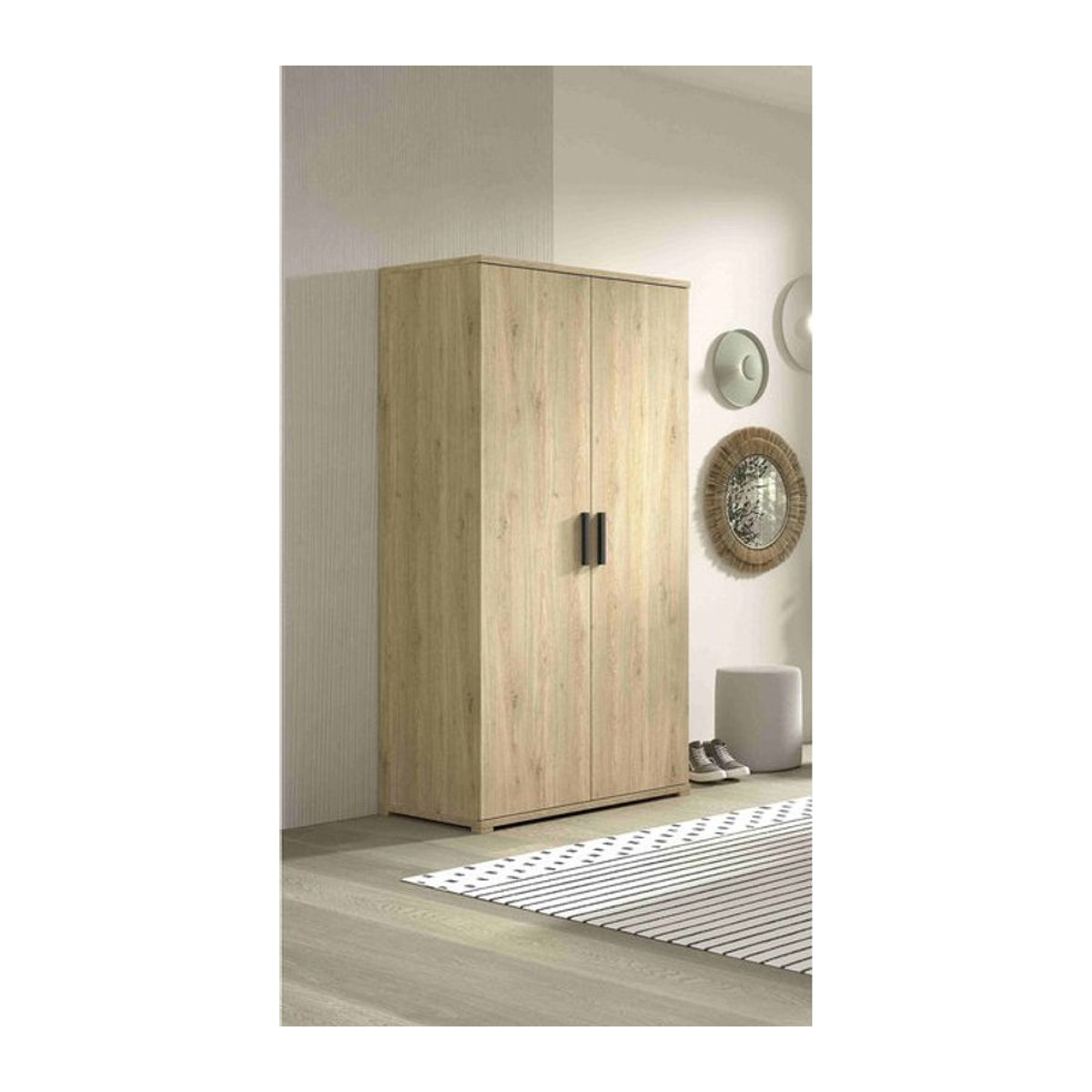 Vipack Kleiderschrank SAM 2-türig in Eiche Natur und Schwarz im modernen Design - Bild 1