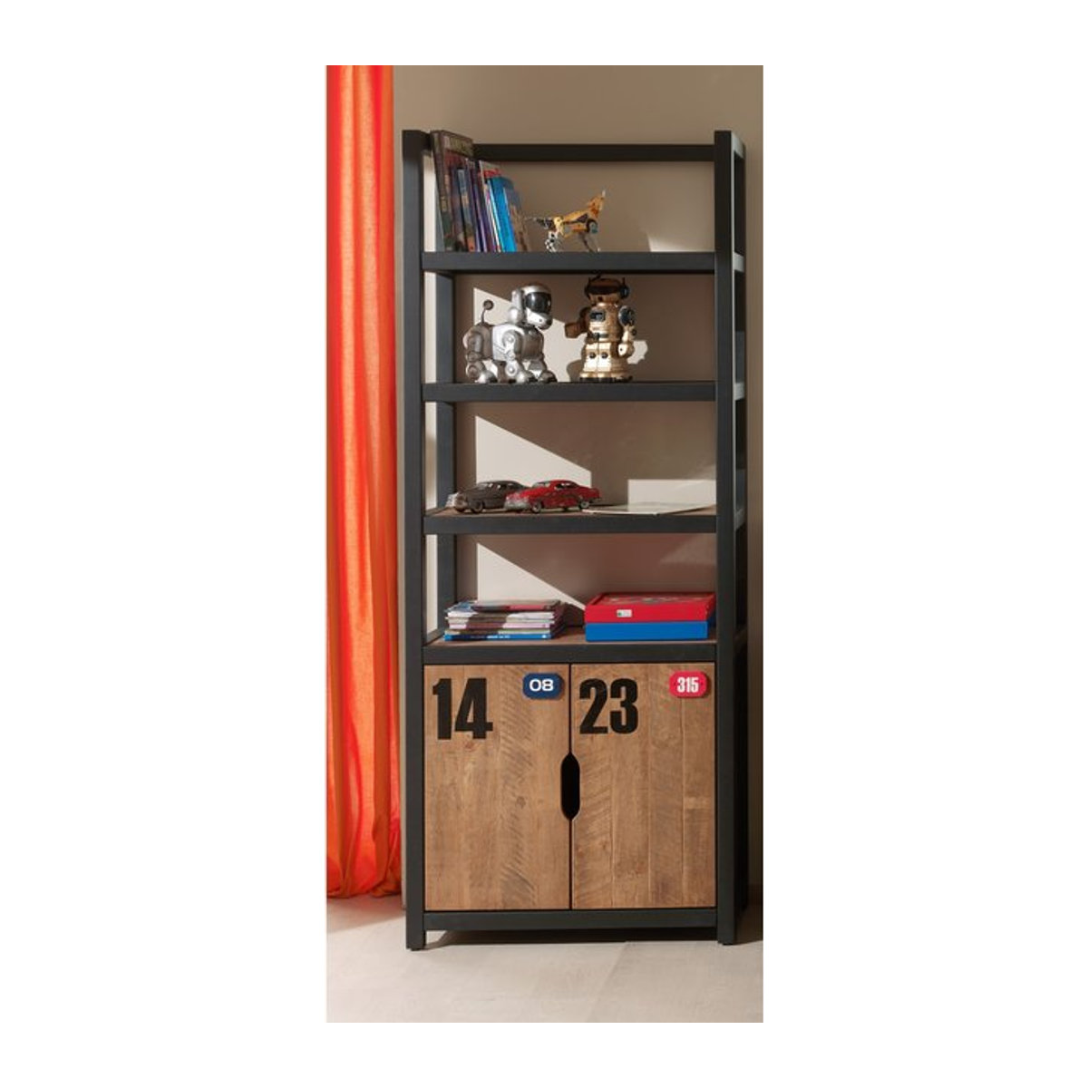 Vipack Regal Alex aus Kiefer Natur gebürstet im Industrial Design, H x B x T: 200 x 80 x 40 cm - Bild 1
