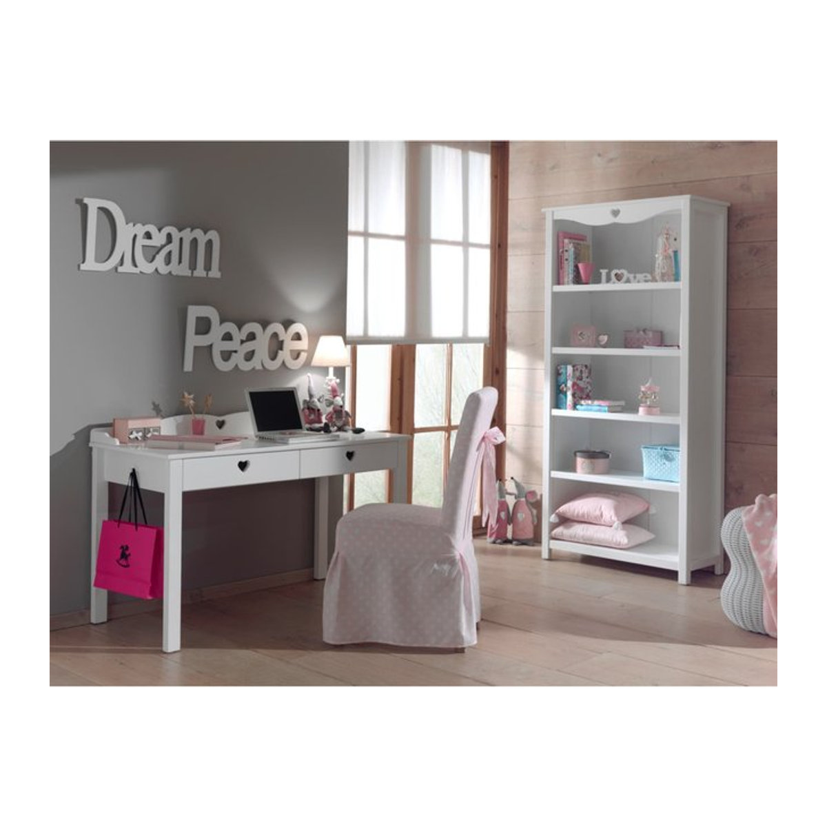 Vipack Set Amori Kinderzimmer Set bestehend aus Regal und Schreibtisch in Weiß - Bild 1