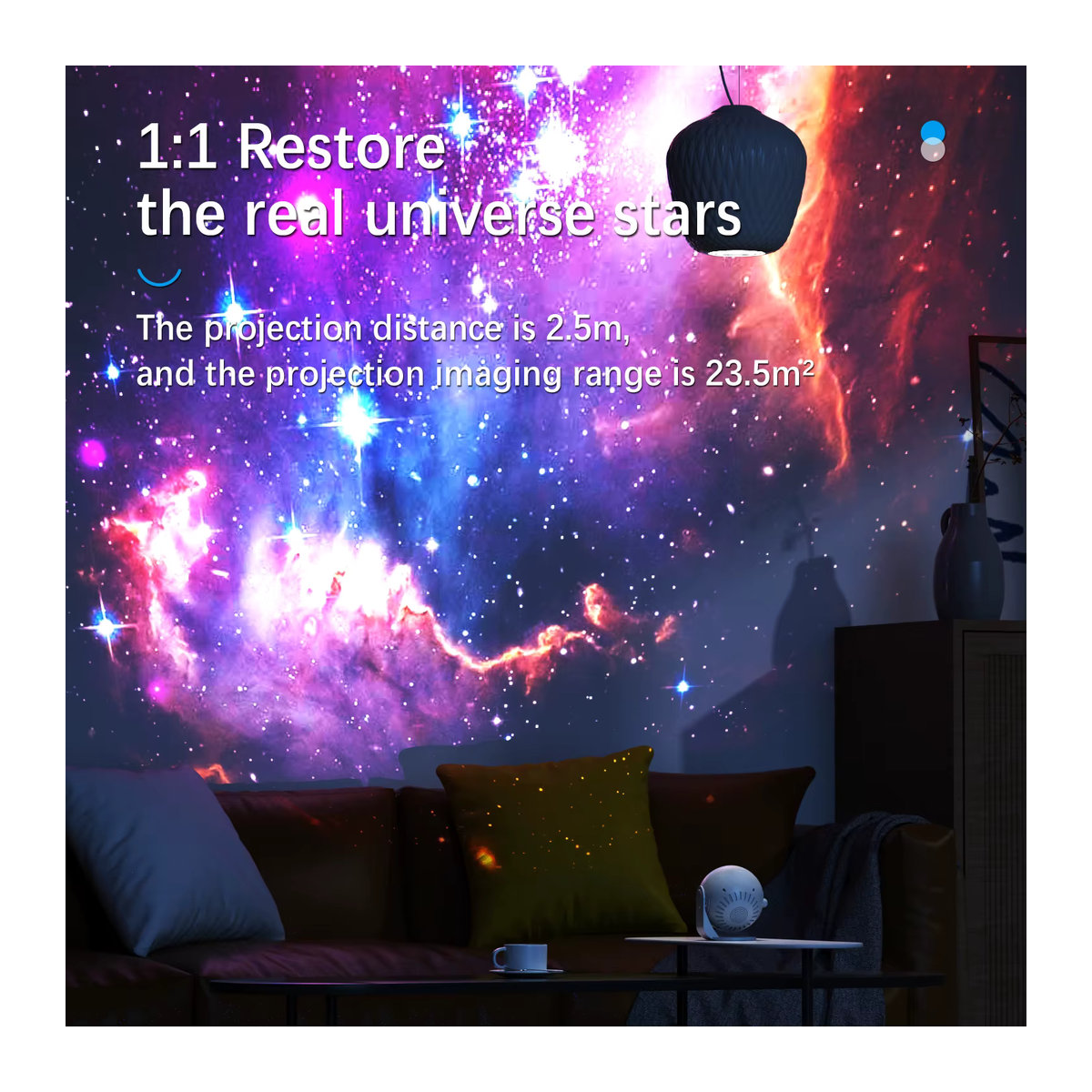 Visason Sternprojektor Galaxy Nachtlicht mit HD Bildscheibe, Planetariumsprojektor mit Bluetooth und Fernbedienung, Weiß, Modern - Bild 6
