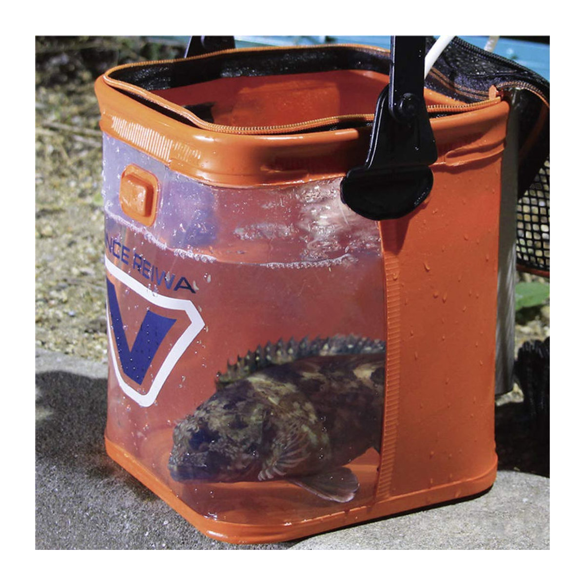 Viseo Angelrutenhalter Eimer transparent orange aus Kunststoff Durchmesser: 21 cm - Bild 2