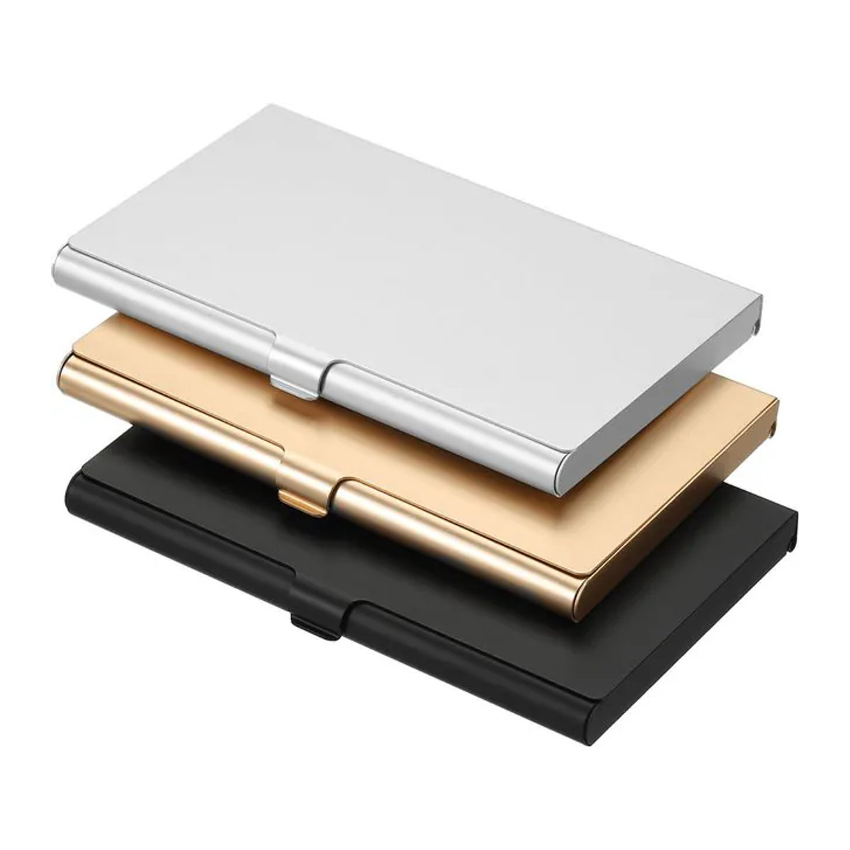 Visitenkartenhalter aus Aluminiumlegierung mit Flip-Cover in Schwarz, minimalistisches Design für Kreditkarten und Visitenkarten - Bild 1
