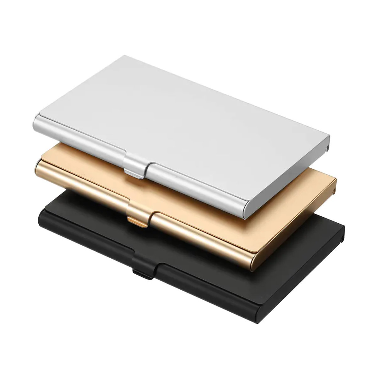 Visitenkartenhalter aus Aluminiumlegierung mit Flip-Cover in Schwarz, minimalistisches Design für Kreditkarten und Visitenkarten - Bild 5