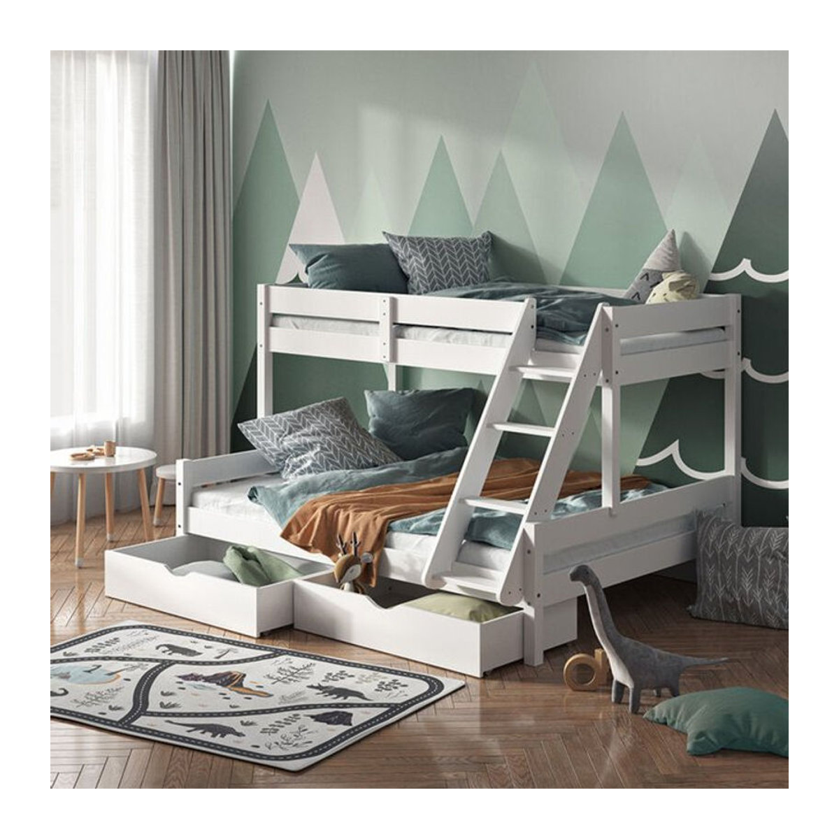 VitaliSpa Hochbett Everest aus Massivholz in Weiß mit Schubladen, B/T/H: 140 x 200 x 173,14 cm - Bild 2